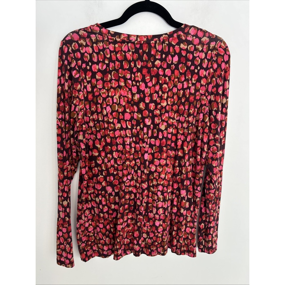 CHICO'S Lightweight Long Sleeve Pink/Ted Stretchy Top Size Medium (1) Comfy Soft - Picture 8 of 10